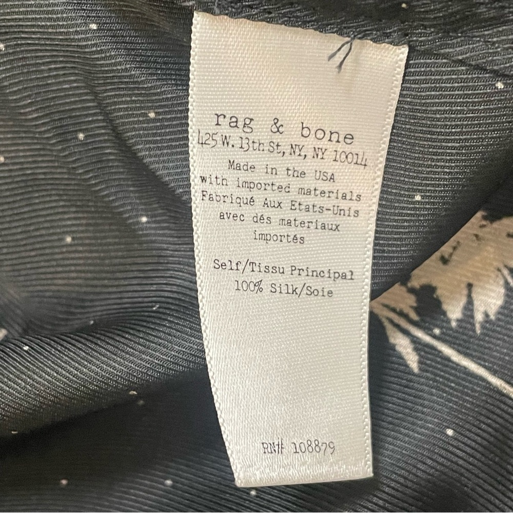 Rag & Bone Natalie Silk Palm Tree Sleeveless Tank Top in Black Sz S - Picture 7 of 9